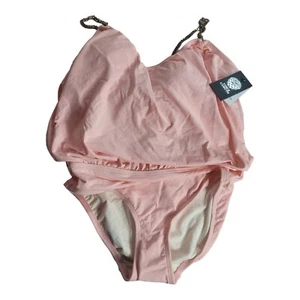Vince Camuto Swim One Piece Swimsuit Pink Chain Drape Stretch Size 8 - NWT $118 - Picture 1 of 9