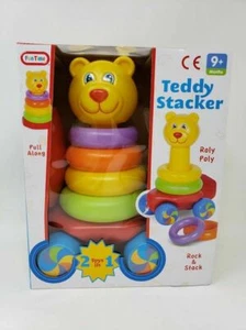 Teddy Stacker Develops Hand & Eye Coordination Pull Along Bright Colors New - Picture 1 of 4