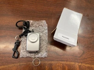 PERSONAL KEYCHAIN ALARM w/ LIGHT, PANIC BUTTON, & LANYARD #SB-220G SILVER (SS2) - Picture 1 of 6