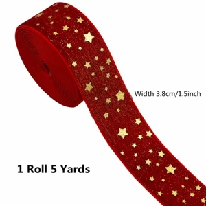 1 Roll 5 Yards Star Pattern Velvet Ribbon Christmas Decor DIY Crafts Trim Sewing - Picture 1 of 9