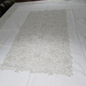 Vintage De Witte Lietaer Tablecloth and 6 Napkin Set Beige Floral 60 x 76" - Picture 1 of 24