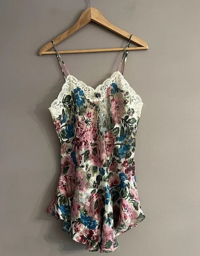 UNDERCOVER Abito vintage Victoria's Secret etichetta oro raso slip pizzo babydoll floreale volant S