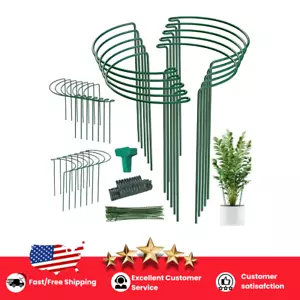 24 Pack Plant Support Stake, Half round Metal Garden Plant Stake, Green Plant Su - Picture 1 of 6