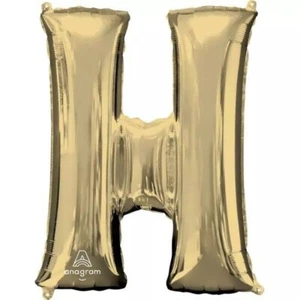 Gold (Letter H) Foil Balloon 34 Inch Decorative Birthday Decor Anagram - Picture 1 of 4
