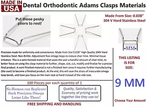 Size 9 mm Orthodontic Dental Adams Clasps Wires + 100 pieces + Free Shipping! - Picture 1 of 7