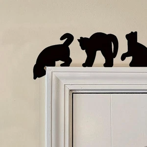 3X Halloween Cute Black Cat Wooden Wall Stickers T5S5 - Zdjęcie 1 z 10
