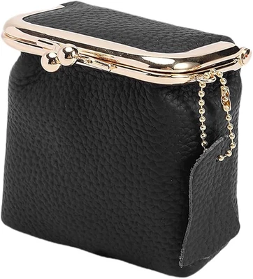 Women's Genuine Leather Small Jewelry Coin Purse Vintage Kiss Lock Change Pouch - Image 1 of 4
