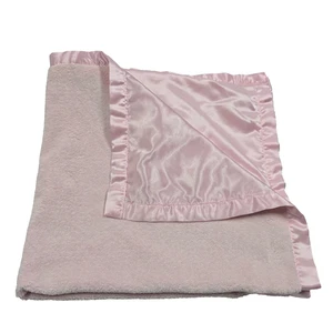 Vintage Tykes by Carters rosa Velours Sämisch Satinborte Babybett Decke Lovey Y2K - Bild 1 von 3