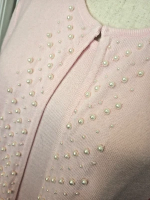 Kim Rogers Soft Pink Mock Twin Set Sweater with Pearl Embellishment sz L NWT - Image 1 of 4