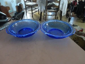 Hazel Atlas Florentine One 5" Kobaltblau Menge 2 Beerenschalen - Bild 1 von 7