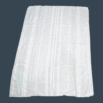 Gray & White Striped Cotton Linen Tablecloth 68.5"x 51" Beach House Coastal READ - Image 1 of 4
