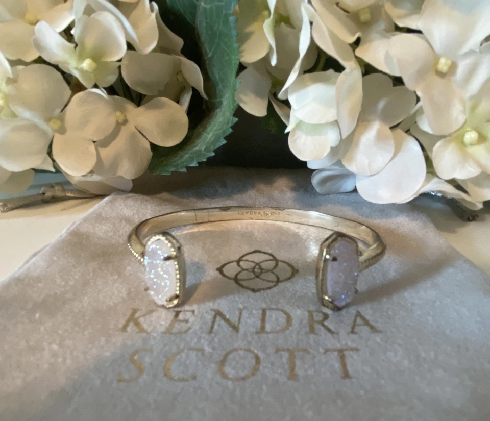 Kendra Scott Elton Cuff Bracelet ~ Gold & Iridescent Drusy - Image 1 of 4