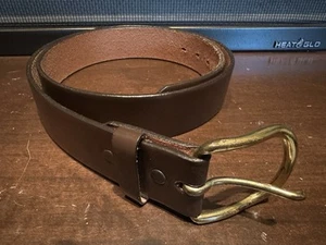 Vintage echt Trense braun Ledergürtel Größe 38 Gürtel Messingschnalle USA - Bild 1 von 18