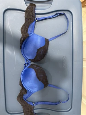 Victoria’s Secret Bombshell 32AA Blue Lace Trim Underwire Bra - Image 1 of 3