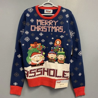 South Park Christmas Sweater Large Cartman Merry Christmas Ass Hole Lights Ugly - Image 1 of 4