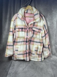 White Mark Hemdjacke rosa kariert Plüsch "fellig" gefüttert Knopfleiste - Bild 1 von 8