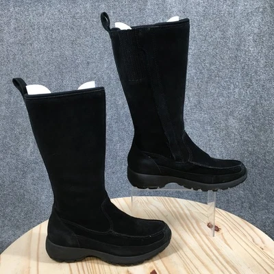 Lands End Boots Womens 7.5 B Black Tall Winter Suede Pull On Round Toe Zipper - Image 1 of 4