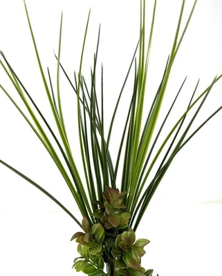 Combo de mezcla de hierba y boj marrón de espiga verde de 13", base de piedra, artefacto realista Foto 1 de 4