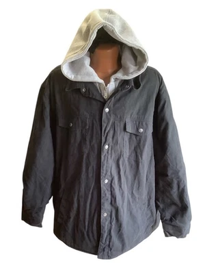 Craftsman холст куртка с капюшоном мужчин XXL черный/серый полный молнии/защелки лоскутное одеяло с подкладкой б/у в отличном состоянии - Изображение 1 из 4