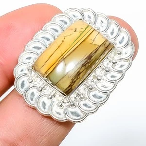 Anillo de joyería enchapado en plata de Oregón con cuadro natural jaspe s.7 TR7508-581 Foto 1 de 3