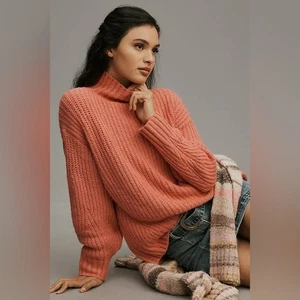Anthropologie Maeve Coral Turtleneck Knit Sweater Size XS - Picture 1 of 7