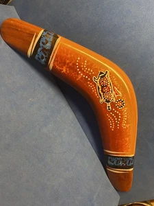 ¡Auténtico! (Australiano) - Boomerang (PINTADO A MANO) Decoración Arte Aborigen - Imagen 1 de 6