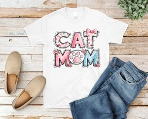 Cat Mom Shirt – Cute Floral Paw Print Tee for Women & Pet Lovers - Picture 1 of 5