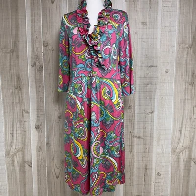 Vestido Lily Pulitzer Seda Algodón Colorido Manga 3/4 Mediano Foto 1 de 4