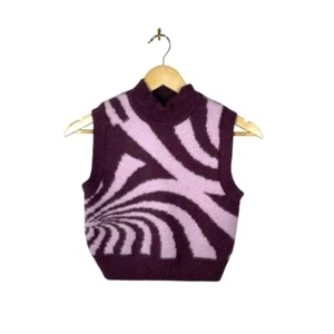 Neu ohne Etikett LA Herzen flauschige Retro Swirl Pullover Weste in Lila S - Bild 1 von 7