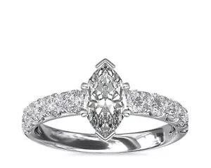 2.50 Ct Marquise IGI Certified Lab Grown Wedding Diamond Rings 14K White Gold - Picture 1 of 7