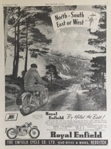 ROYAL ENFIELD KUGEL 350cc 1952 ORIGINAL B/W WERBUNG 24 cm x 17 cm - Bild 1 von 4