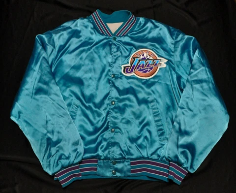 UTAH JAZZ VINTAGE SATIN STARTER STYLE CHALKLINE? JACKET NBA TEAL BLUE MEN M(?) Cover