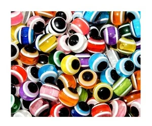 100 Evil Eye ICU Assorted Color Black Eyes 8mm Round Kids Resin Craft Beads - Picture 1 of 6