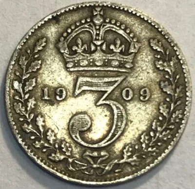GREAT BRITAIN - Edward VII - Silver Threepence - 1909 - Km-797.2 - Extra Fine - Image 1 of 2