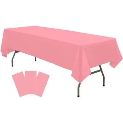 Plastic Pink Tablecloths 3 Pack Disposable Table Covers 54 x 108 in. B2 Pink - Image 1 of 4