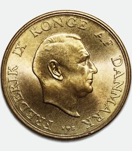 1952 Denmark 2 Kroner Coin BU – Frederik IX Danish Royal Coin - Picture 1 of 3