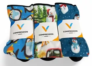 3 Pair Viasox Compression Diabetic Socks Christmas Unisex XL W 14+ / M 13-19 - Picture 1 of 4