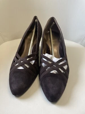 Zapatos sin cordones para mujer MARKON marrón oscuro gamuza cuero cuña "cantera" 10W Foto 1 de 4