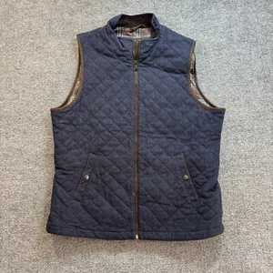 Jos A Bank Reserve Mens Vest Wool Blend Navy Herringbone Corduroy Collar Sz L - Picture 1 of 12