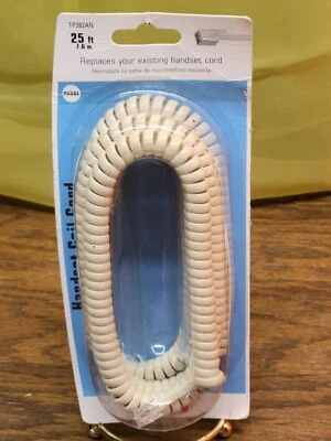 NOS Phone 25ft Foot Phone Handset Coil Cord Off White VTG RCA TP282AN Telephone - Image 1 of 4