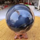 520G Rare Natural Blue Volcanic Rock Agate Sphere Quartz Crystal Ball Healing