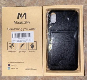 iPhone X Wallet Case, Black, Magic Sky, Protective Case, Light Weight, Anti Slip - Picture 1 of 3