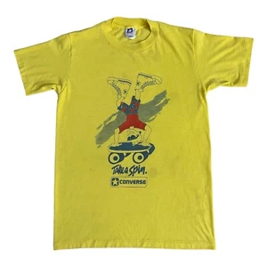 Vintage Converse Skate T Shirt Take A Spin Mens Medium USA Made 80s Singlestitch - Picture 1 of 13