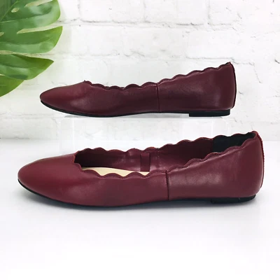 Sam & Libby Women’s Ballet Flats Size 7.5 Red Leather Slip On Scalloped Lipstick - Image 1 of 4