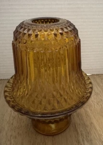 Vintage INDIANA GLAS Diamond Point Bernstein Runde Fee Lampe Fuß - Bild 1 von 7