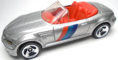1996 HOT WHEELS BMW M ROADSTER SILVER 1:64 DIECAST 2 3/4" CAR WITH RED & BLUE - Image 1 of 4
