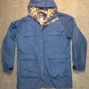 Vintage Lands' End Great Scot Parka Men's Large Blue Wool Lining Field Jacket - Picture 1 of 19