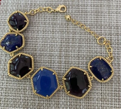 "Pulsera QVC Moda Di Pietra Amatista, Lapislázuli y Cuarcita Azul 8"" Plus Extensor" Foto 1 de 4