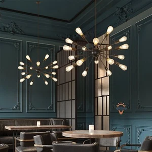 Classic Black Sputnik Chandelier Dining Room Pendant Light Ceiling Light Fixture - Picture 1 of 24