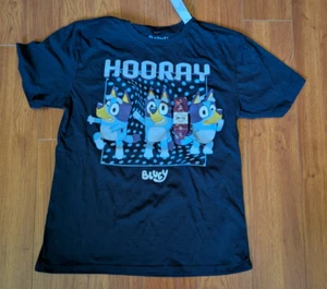 Hooray BLUEY Kids T-Shirt Sz XXL 2XL (18) Navy Blue Dancing Dog Boys Girls Teen - Picture 1 of 7
